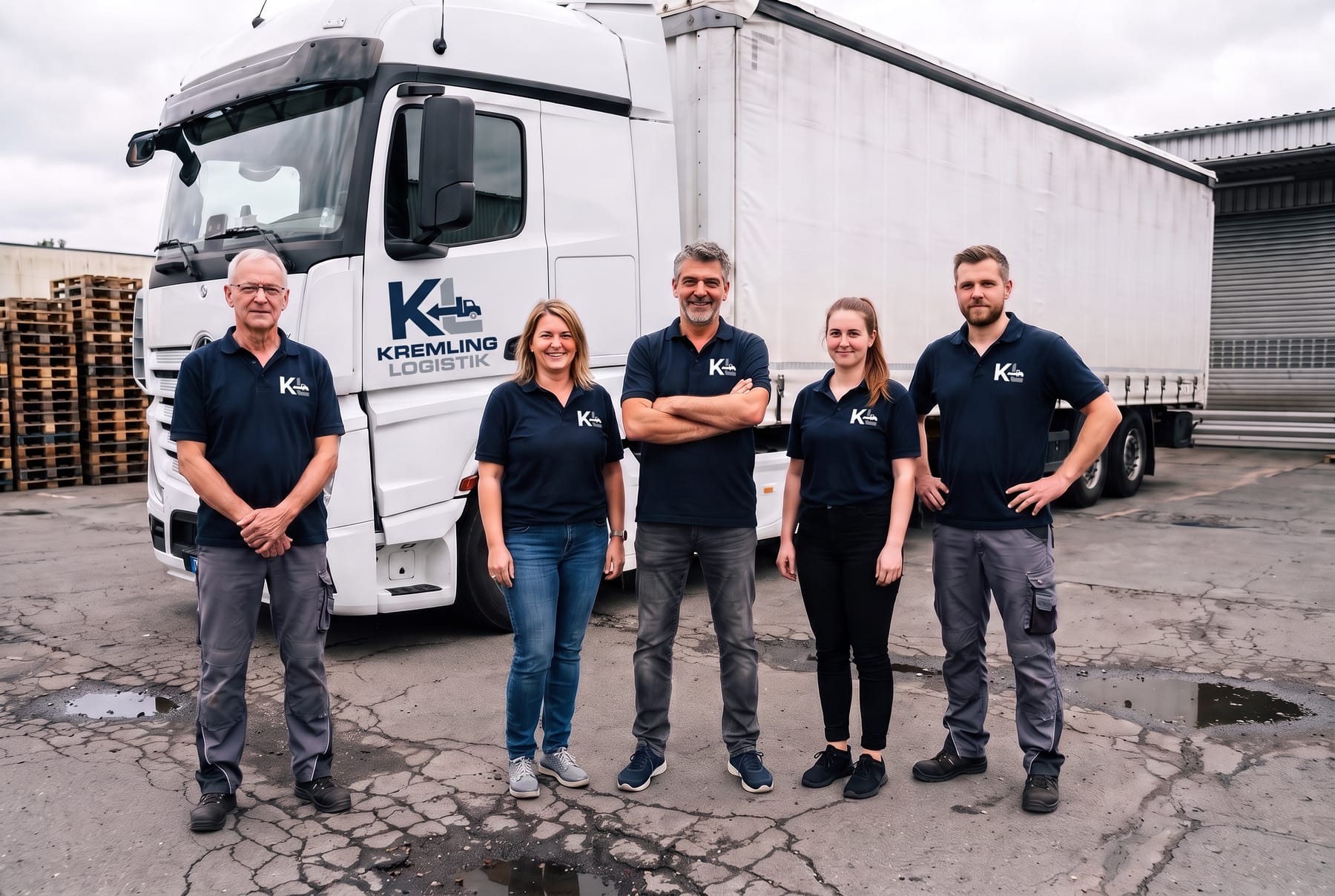 Das Team von Kremling Logistik vor einem Lkw